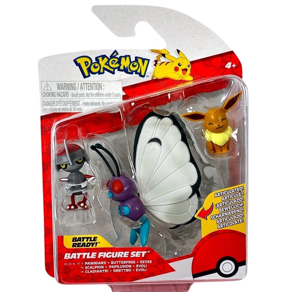 Pokemon Battle Figure Set Pawniard Butterfree Eevee Jazwares PKW3737 New